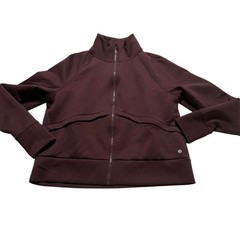 Layer 8 Full Zip Jacket Womens Small Brown Scuba Soft Qwick-Dry Mock Neck Active