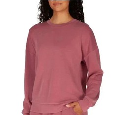 Lazypants Ladies’ Long Sleeve Luxe Crewneck Sweatshirt Cream, Berry B75