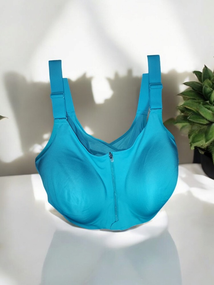LOT OF 2** All In Motion Sports Bra Zippered Front Size 44 DD TEAL