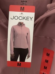 Jockey Satin Stitch Yoga Jacket Full Zip Pockets Women’s M Pink Track Jacket