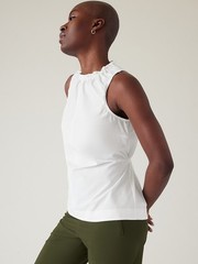 Athleta Boundless Tank White Ruffle Neck – Breathable Size Small