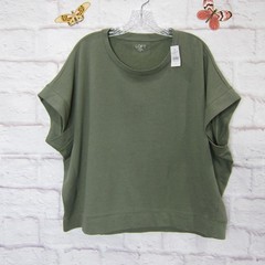 LOFT outlet short sleeve army green oversized cap sleeve sweatshirt size XL New!