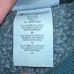 Champion Reverse Weave Cropped Sweatshirt Teal Green XL WL425 Raw Hem Pullover
