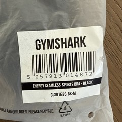 Gymshark Energy+ Seamless Sports Bra Black with padding Sz Medium NWT