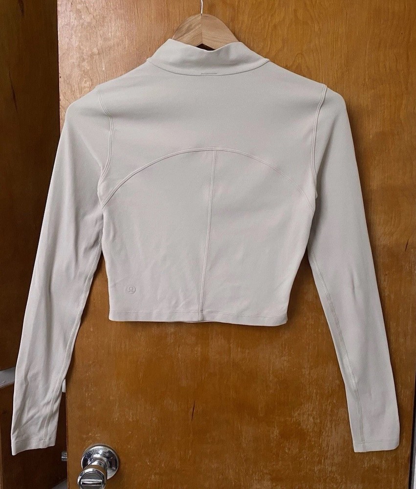 Lululemon All Aligned Mockneck Crop Long-Sleeve Shirt Nulu Bone Size 6 W3DVWS