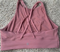 Lululemon Energy Bra High Neck Long Line Brier Rose Pink Size 12 No Pads