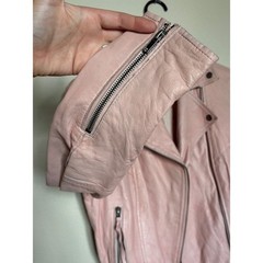 Muubaa Biker Jacket Leather Slim Fit Belted Moto Blush Pink Casual Night Out