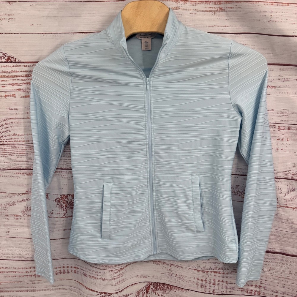 Tommy Bahama Everyday Active Jacket Womens Large Light Blue Zip Up Performance