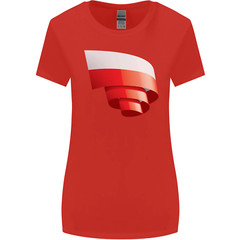 Curled Poland Flag Polish Day Football Womens Wider Cut T-Shirt