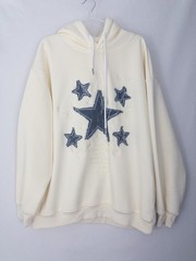 Aelfric Eden Pullover Hoodie Womens L Oversized Cream Stars Streetwear