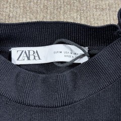 Zara Sweatshirt Medium M Balloon Sleeve Black Crewneck Boxy Fit