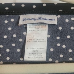Tommy Bahama Women XL Polka Dot Long Sleeve Casual Top Black White Thumbhole