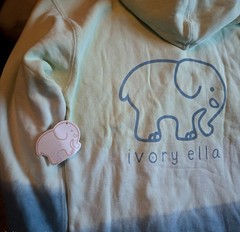Ivory Ella Hoodie Womens Blue Green Ombre Elephant Logo Pullover Sweatshirt