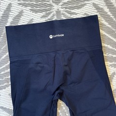 High Waisted Compression Comfort Leggings Size Medium Navy 4 Way Stretch Yoga