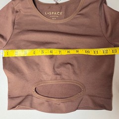 L*Space In the Zone Crop Top Women XS/S Brown Cutout Long Sleeve Activewear Yoga