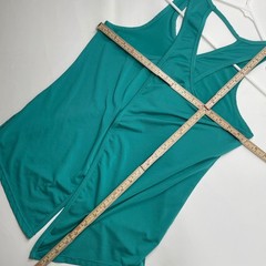 Layer 8 Womens Teal Open Tulip Back Sleeveless Activewear Yoga Gym Tank Top XS
