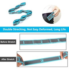 DEHUB Stretch Strap, Elastic Yoga Stretching Multi-Loop for Blue