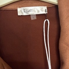 Rielle Stylish Brown Suede-Like Moto Jacket Women’s L Boho Chic Earth Tones