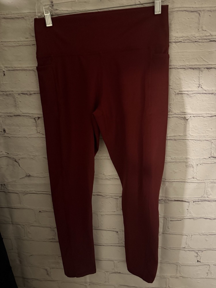 Unbranded Solid Red Crop Activewear Leggings Pockets Women’s M
