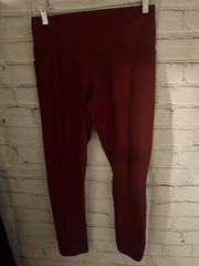 Unbranded Solid Red Crop Activewear Leggings Pockets Women’s M
