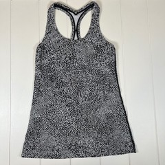 Lululemon Racerback Tank Top Black White Animal Print Athletic Yoga Gym Shirt