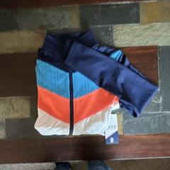 IZOD Performance Women’s Colorblock Track Jacket Blue Orange M 4-Way Stretch