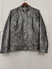 Chico’s Women’s Silver Metallic Stone Print Full Zip L/S Jacket Sz 3 XL (337)