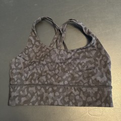 🍋LULULEMON EUC Energy Bra Longline Formation Camo Deep Coal size 6 W2BUU