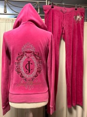 Juicy Couture Velour Straight Leg Low Rise Pants 30 x 33 Zip Up Hoodie