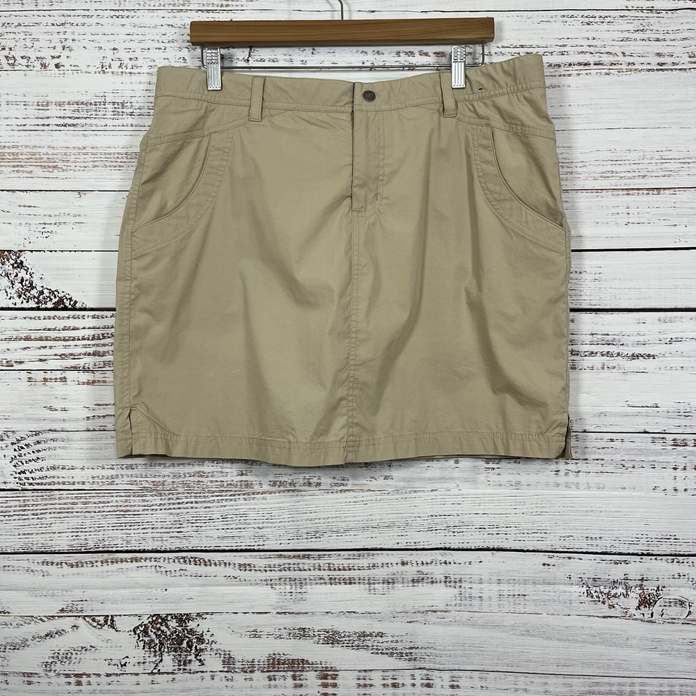 CQR Skort Womens Size XL Khaki Pockets Cotton Nylon Outdoor Hiking Active