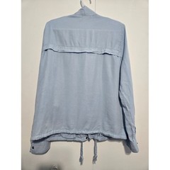 Staccato Tencel Utility Jacket Light Blue Snap Zip Drawstring Waist Size L
