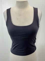 NEW! Fabletics Oasis Twist Rib Built In Bra Tank Women Medium Grey Stretch