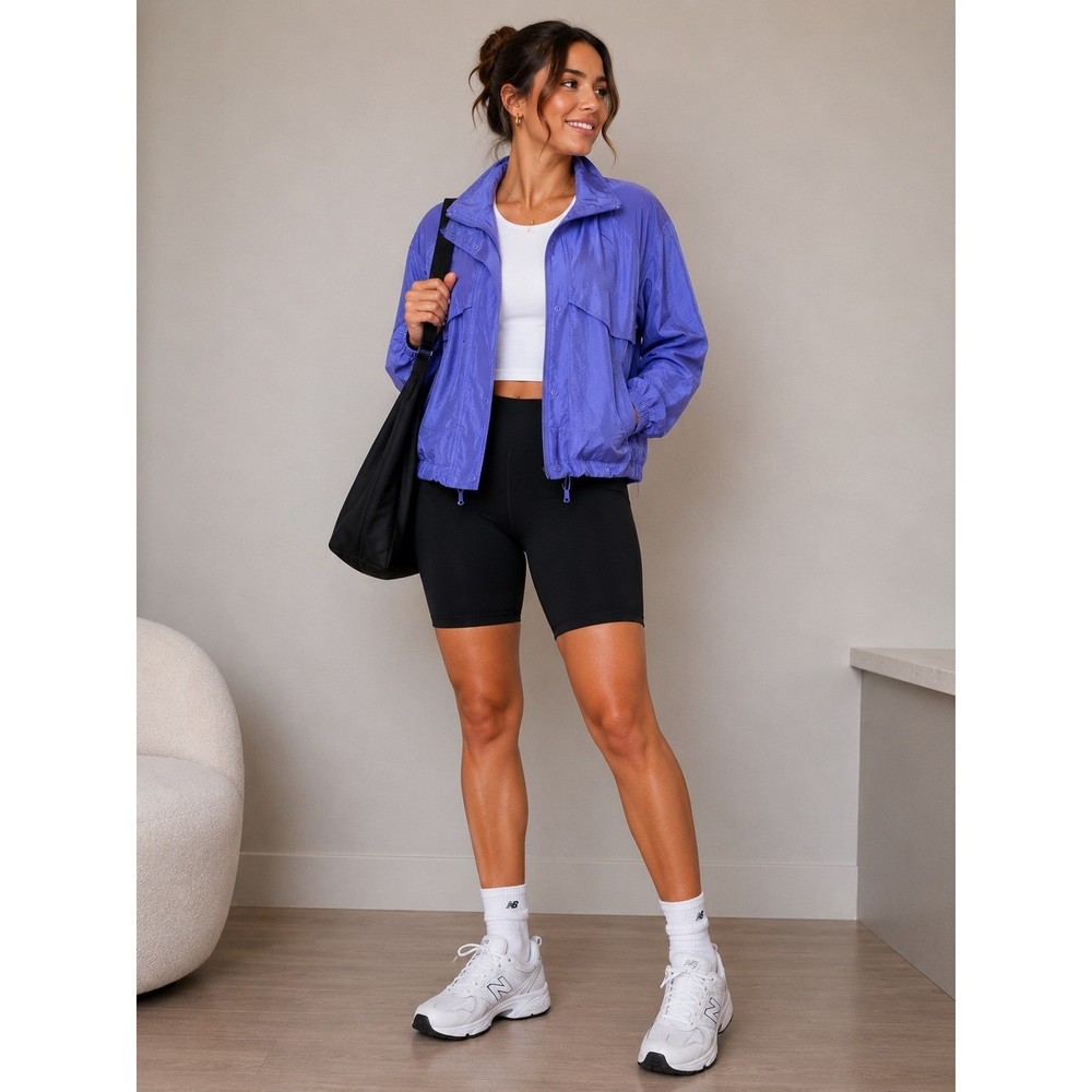Athleta Purple Lightweight Windbreaker Jacket Snap Zip Front Pockets Women’s S