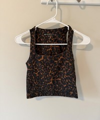 Beyond Yoga Softmark Square Neck Crop Tank Leopard Size XS