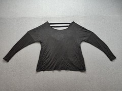 Champion Women Tunic M Black Long Sleeve Open Back Draped Hem Casual Pullover