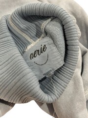 NWT $60 AERIE New Heights Light Blue Turtle Neck Cropped Sweatshirt Women Medium