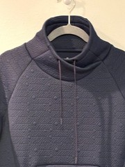 Athleta Jacquard Elevation Sweatshirt Womens XS Blue Funnel Neck Workout Cozy