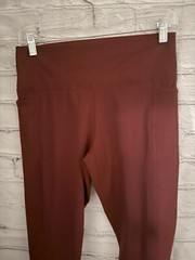 Unbranded Solid Red Crop Activewear Leggings Pockets Women’s M