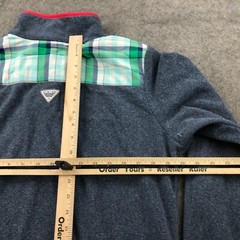 Columbia Pullover Womens Large Gray Blue Pink Fleece Long Sleeve Snap PFG *