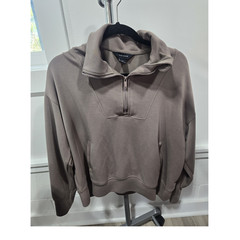 RAE MODE Taupe 1/2 Zip High Neck Long Sleeve Women’s Sweatshirt Size M
