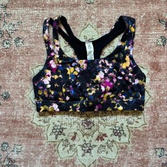 Xersion Black Multicolor Floral Sports Bra Size Medium