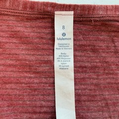 Lululemon V-Neck Cap Sleeve Top Size 8 Heathered Rose Red Pink Activewear
