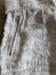 Athleta Cabo Tide Linen Jogger Pants Women’s 16 Beige/White Camo Drawstring