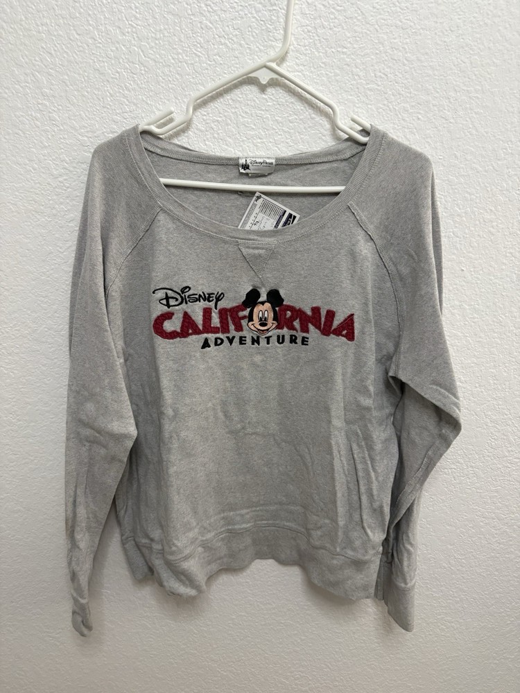 Disney Parks Mickey Mouse CA Adventure XXL Gray Cotton Fleece Sweatshirt vintage