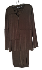 Chico’s Travelers Velour Sweat Suit Women’s Size 3 Brown
