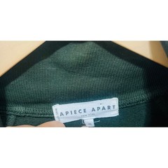 Apiece Apart Half Zip Pullover Sweatshirt Olive Green Mock Neck XS
