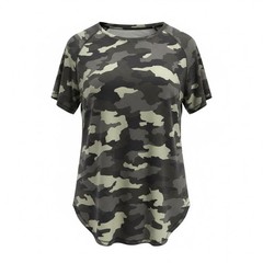 Lululemon Women’s Size 10 Camo Short Sleeve Running Training Athletic Shirt Gray