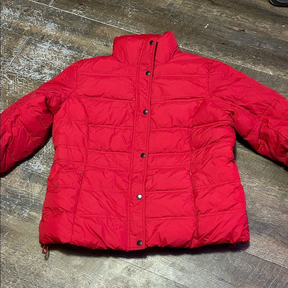 Lands’ End Women’s Bold Red Snap/ Zip Winter Coat Size XL