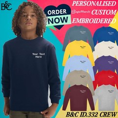 B&C Unisex crew Sweatshirt Embroidered Custom Logo Text Staff Workwear Jumper