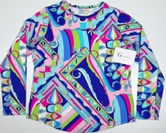 New Gottex G-Style Crew Neck Longsleeve Geo Paradise Printed S L UPF C1